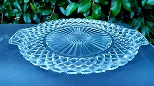 Crystal Waterford Waffle 2 Handled 10¼" Cake Plate Made In (USA) - Picture 1 of 6