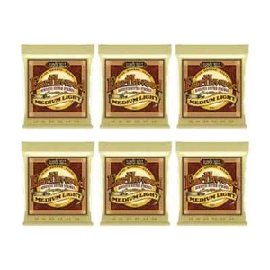 2003 ERNIE BALL 80/20 EARTHWOOD MED LIGHT 12-54 ACOUSTIC GUITAR STRINGS 6 SETS - Picture 1 of 8