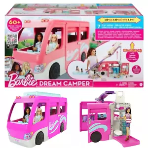 Barbie Dream Camper Van PlaySet Veicolo Bambola Caravan 60+ Accessorio HCD46 - Foto 1 di 16