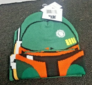 Disney Star Wars Boba Fett Helmet Cuffed Winter Knit Hat Beanie & MASK NWT B2 - Picture 1 of 5