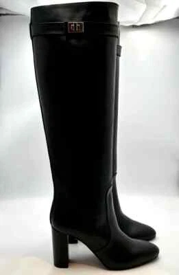 Bottes Via Roma 15 Cuir Noir Avec Ceinture Fine Multibenne Art. 4200 Talon H 8cm - Photo 1/4