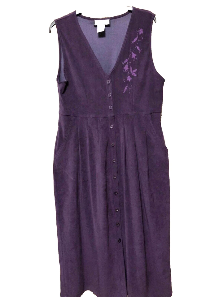 Vestido largo Mary McFadden talla S abotonado delantero púrpura 40" de largo Foto 1 de 1