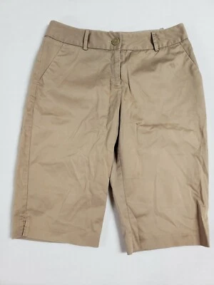 Worthington Shorts Women 6 Skinny Cargo Pocket Brown Khaki Stretch Button Modest - Image 1 of 4