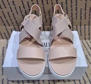 New DREAM PAIRS Charlie-5 Women's Strappy Open Toe Nude Wedge Sandals Sz 9 NIB - Picture 1 of 12