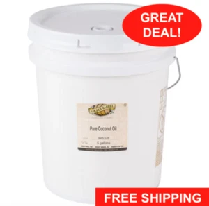 Golden Barrel Pure COCONUT OIL 5 Gallon Pail Commercial 38 lb. Bucket Bulk Fry - Picture 1 of 4