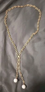 Nolan Miller Vintage Gold Tone Pave Ring with White Cabs & Balls Necklace. - Picture 1 of 13