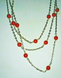 Long chain pink beads necklace 25" long - Picture 1 of 4