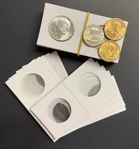 10-Half Dollar / Small Dollar Size 2x2 Premium Cardboard Mylar Coin Holder Flip - Picture 1 of 1
