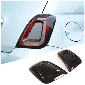 Smoked Black Rear Tail Light Guard Decor Cover Trim Bezels For Fiat 500 2016-24 - Picture 1 of 19