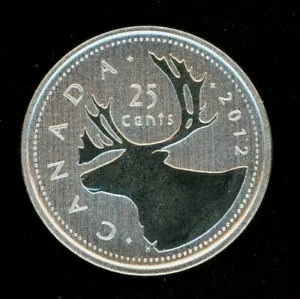 2012 Canada 25 cents Specimen Finish Caribou Quarter from Mint Set GEM - Picture 1 of 2