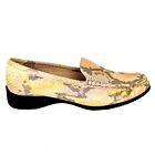 Ara Leather Faux Snake Skin Yellow Gray Loafers Moccasins Women's Size 9.5