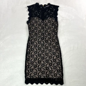 Vestido Vaina Muñeca Papel Talla M Negro Encaje Superpuesto Sin Mangas Cremallera Fiesta Cóctel - Imagen 1 de 10