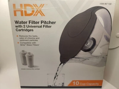 HDX 10-Cup Large Water Filter Pitcher w/ 2 Universal Filters-BPA Free - Image 1 of 4