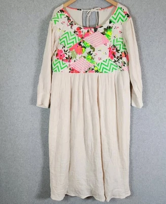 Vestido midi manga larga MANOUSH COLOR CRUDO algodón para mujer talla 6 EE. UU. bolsillos rosa Foto 1 de 4