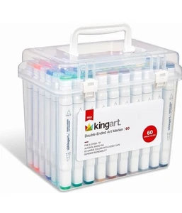 424-60 PRO Double-Ended Alcohol Ink Art Markers 60 COLORS Fine Point & Chisel - Picture 1 of 2
