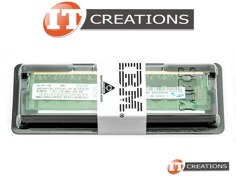 IBM 4GB PC3-12800R DDR3-1600 REGISTERED ECC 1RX4 MEMORY MODULE 47J0168-RETAIL - Image 1 of 1