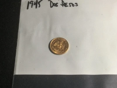 Moneda de oro mexicana de dos pesos 1945 moneda mexicana vintage de 2 pesos 1,7 gramos Foto 1 de 3