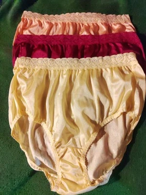 3 Pares Talla 7 Vintage Fruit of the Loom Bragas 100% Nylon con Etiqueta, Cintura de Encaje  Foto 1 de 4