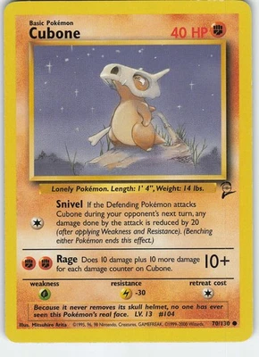 Cubone 070/130 Base Set 2 Common Normal LP/MP Pokémon TCG - Image 1 of 2