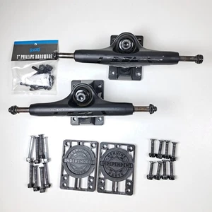 Thunder Skateboard Trucks Sonora Black 148 + 1/4" Independent Risers, Hardware - Picture 1 of 17