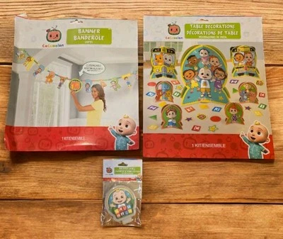 Cocomelon Birthday Party Supplies Custom Banner Candle Table Decorations NEW - Image 1 of 4