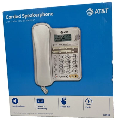 Teléfono con cable AT&T con altavoz e identificador de llamadas/llamada en espera CL2909 blanco Foto 1 de 4