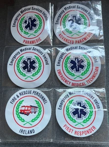 EMERGENCY MEDICAL , FIRE & RESCUE PERSONNEL IRELAND STRIP  6 WINDSCREEN STICKERS - Picture 1 of 12
