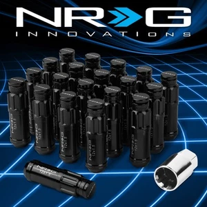 NRG Extended Steel Rim Lug Nuts w/Dust Cap Cover M12X1.5 20Pcs+Lock Key Black - Picture 1 of 5
