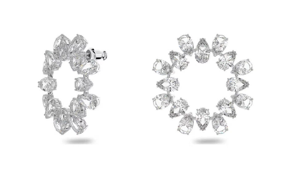 Swarovski - Pendientes de aro Matrix - Corte pera, blanco, chapado en rodio Foto 1 de 1