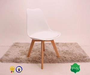 Silla de Comedor Lorenzo Tulipán Blanco x 4 con Asiento Acolchado Patas de Madera Retro - Imagen 1 de 16