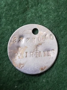British WW2 Or Post War Dog Tag 23330600 Fairbanks. - Picture 1 of 2