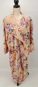Vtg 80's Victoria's Secret Gold Label S/M Long Peach Floral Robe w/ pockets - Picture 1 of 9