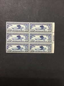 1927 US Airmail XF MH SC#C10 Lindbergh's Plane Plate block of 6 (E) - Picture 1 of 2