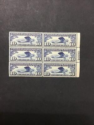 1927 US Airmail XF MH SC#C10 Lindbergh's Plane Plate block of 6 (E) - Image 1 of 2