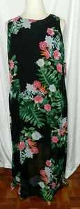 Vince Camuto $144 Havana Brights Floral & Rich Black Overlay Maxi Dress 1X NWT! - Picture 1 of 4