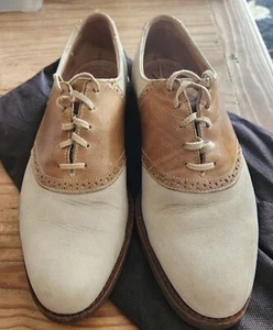 Cole Haan Herren hellbraun Nubuk/braun Leder Sattel Oxford-Schuhe/Bucks Größe 9,5 D erstaunlich! - Bild 1 von 12