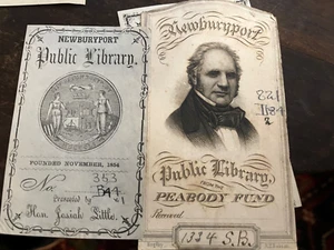 1860s-1890 Newburyport MA library book plates Peabody Fund - Picture 1 of 2