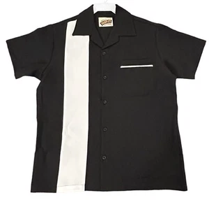 Daddy - O Shirt Retro Black W/white Piping And Stripe - Picture 1 of 4
