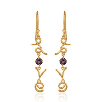 Pendiente colgante Love Intial Design enchapado en oro de 18 quilates joyería de piedras preciosas de plata Foto 1 de 4