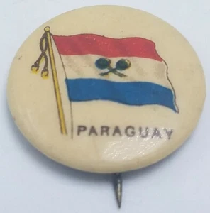 Vintage 1890's Sweet Caporal Cigarette PARAGUAY Country Flag Pinback Button - Picture 1 of 2