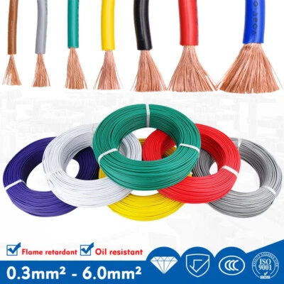 Single Core Stranded Cable 12v 24v Thin Wall Wire All AMP Ratings & 9 Colours - Image 1 of 4