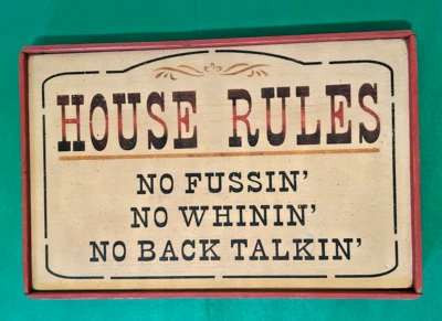 House Rules Wooden Decorative Wall Decor Sign 9.5" x 14.5" - Image 1 of 4
