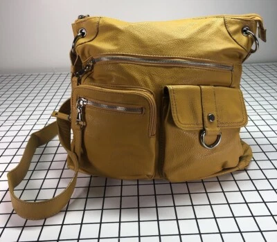 Franco Sarto Mustard Yellow Faux Leather Handbag Purse Crossbody Shoulder Bag - Image 1 of 4