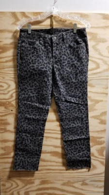 Pantalones para mujer Loft modernos ajustados con estampado animal talla 4 dobladillo desgastado negro gris Foto 1 de 4
