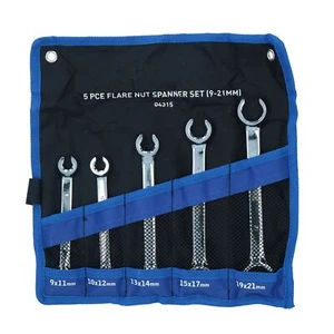 Metric Flare Nut Brake Gas Fuel Pipe Spanner Wrench 9mm – 21mm 5pc Set - Picture 1 of 6