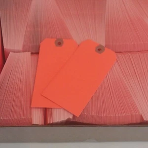 Box of 1000 4 3/4 x 2 3/8" Shipping Inventory Tags Fluorescent Red 13 Pt G12051C - Picture 1 of 5