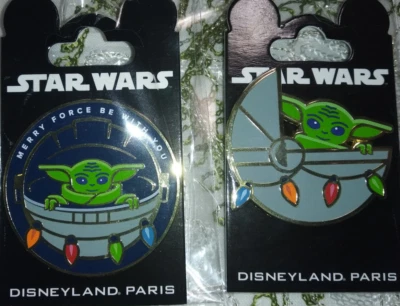 Grogu bebé Yoda Merry Force be with you Navidad Disney París DLP 2022 2 prendedores Foto 1 de 4