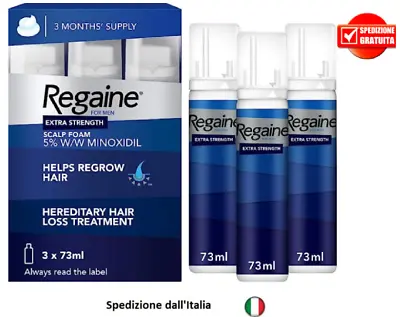 REGAINE 5% MINOXIDIL FOAM (3 MESI BOX) - ROGAINE Schiuma Ricrescita Capelli Uomo • 89.90€