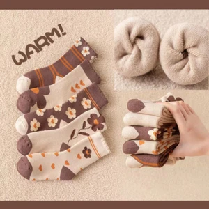 5 Pairs/Lot Toddler Girls Thermal Cotton Socks Winter Warm Soft Thick Snow Socks - Picture 1 of 11