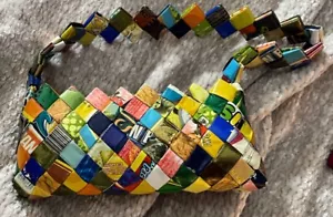 Borsa BAMBINI Riciclata Riutilizzata Porta Caramelle Cinghia Chiusura Cerniera - Foto 1 di 2